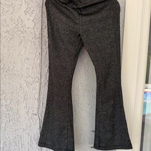 Zara Girls Metallic Charcoal Ribbed Flared Leggings